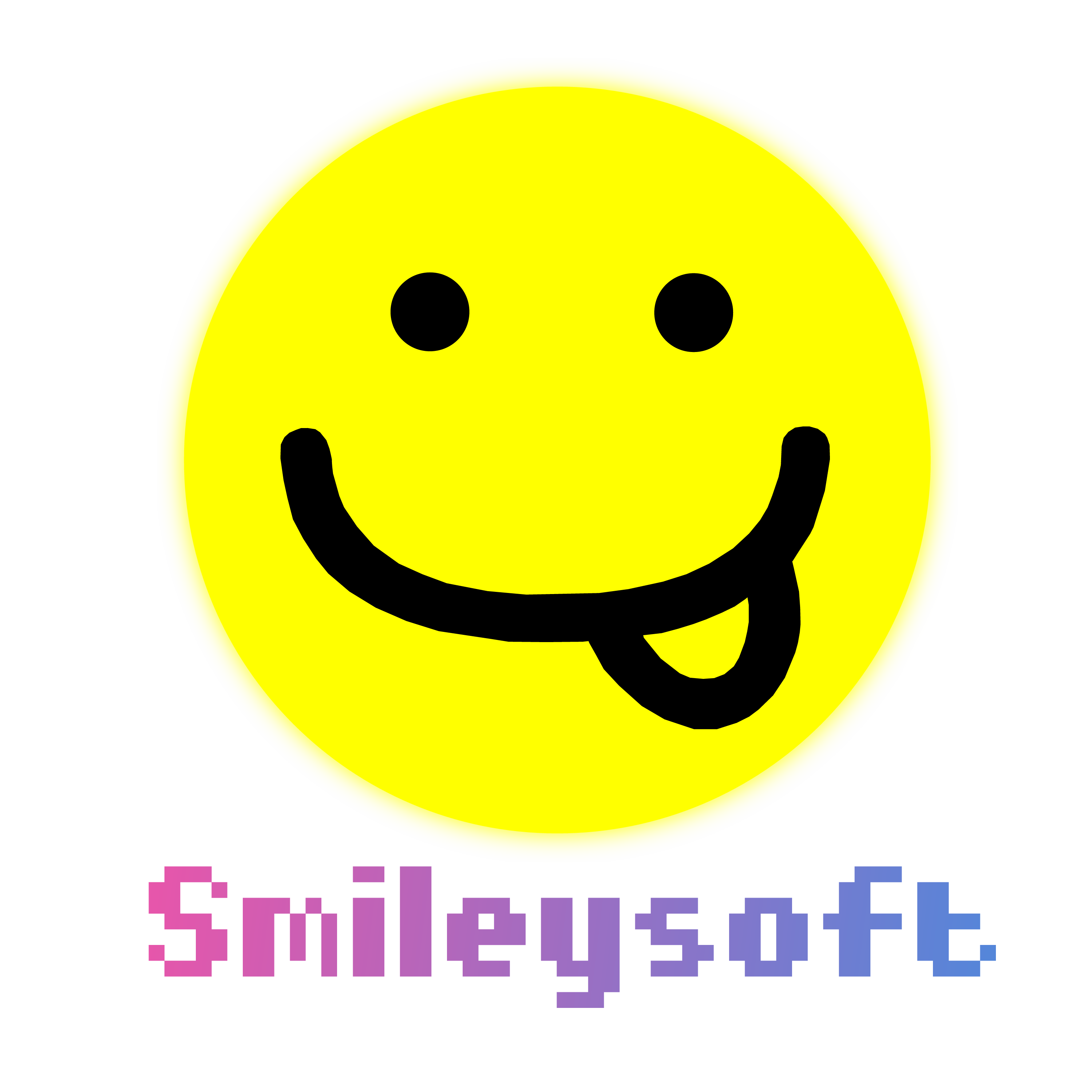 Logo de SmileySoft con estilo synthwave